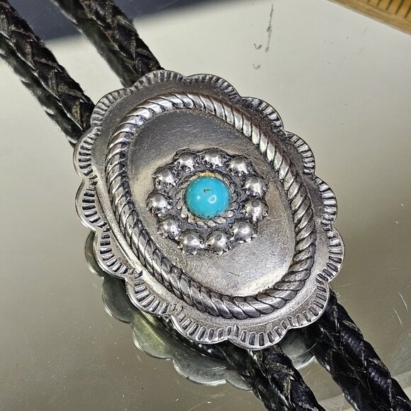 Bolo Tie With Green Stone Mens Read - Picture 7 of 9